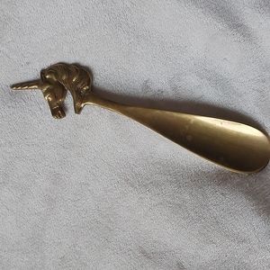Vintage brass unicorn shoe horn